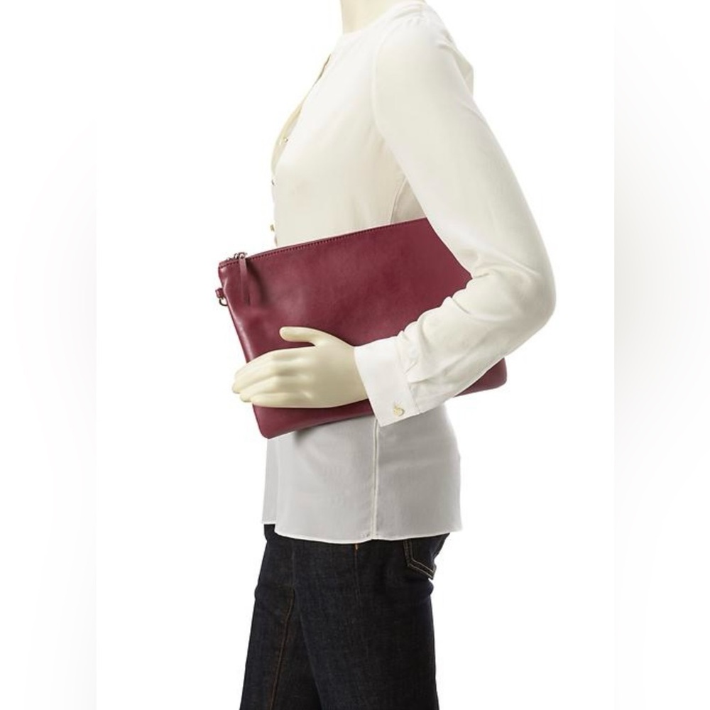 Banana Republic Crandberry Red Leather Classic Wristlet Willow Clutch